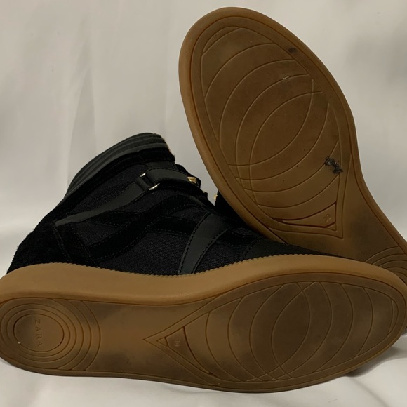 Zara Black Wedge Studded Sneaker - Picture 8 of 11